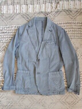 Desigual Men's Structured Gray Cotton Sport Blazer Jacket Size Eu 52 (US Large)